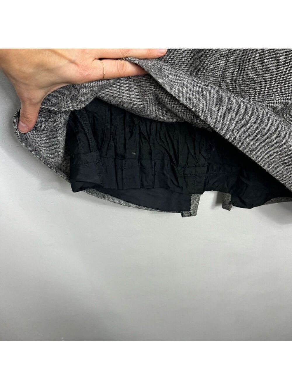Vintage 90s minimalist wool blend black white straight tweed maxi skirt 6 - Picture 10 of 17